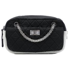 Borsa a tracolla Chanel Bicolor Quilted Nylon Reissue 2.55 Camera Case Nera Nero