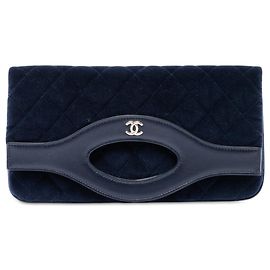 Pochette Chanel Small Quilted Velvet 31 Bleue Bleu