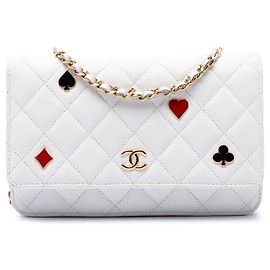 Borsa a tracolla Chanel CC Quilted Caviar Coco Casino Wallet on Chain Bianca Bianco