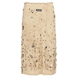 Gonna midi decorata Miu Miu in Beige Beige