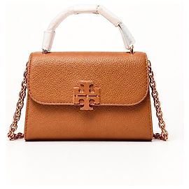 Sac à main mini en cuir marron Tory Burch Marron