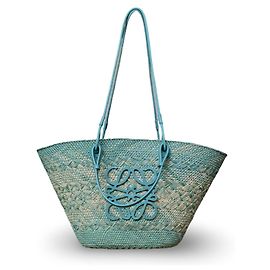 Bolsa de cesta Loewe Anagrama Verde Azul claro