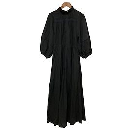 Autre Marque MARILYN MOON Kleid aus Baumwollcrepe mit Spitzendetails Schwarz