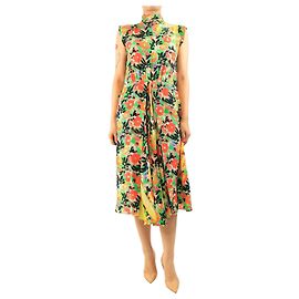 Robe midi Prada orange à fleurs - taille UK 10 Orange
