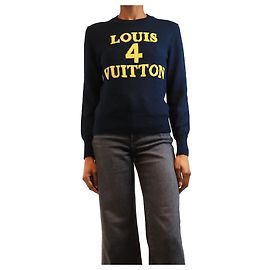 Louis Vuitton Marineblauer Pullover mit Grafik-Logo - Größe S Marineblau