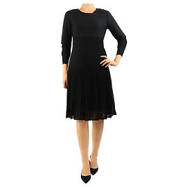 Chanel Robe midi noire à manches longues - size UK 14 Noir