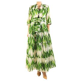Autre Marque Robe maxi motif cosses de pois verts - size UK 8 Vert