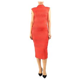 Veronica Beard Rotes plissiertes Midikleid - size S Rot