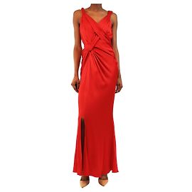 John Galliano Robe de soirée en satin rouge - size UK 10 Rouge