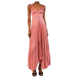 Alexis Vestido plissado rosa sem mangas com decote em V - size S Rosa