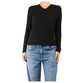 Totême Schwarzes texturiertes Oberteil mit V-Ausschnitt - size S Schwarz