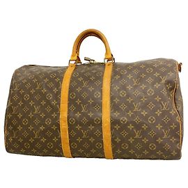 Bolsa Louis Vuitton Boston Monogram Keepall Bandoulière 55 Marrom