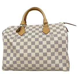 Sac à main Louis Vuitton Damier Azur Speedy 30 Blanc