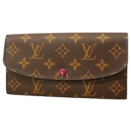 Louis Vuitton Monogram Portefeuille Emilie Long Wallet Brown Fuschia