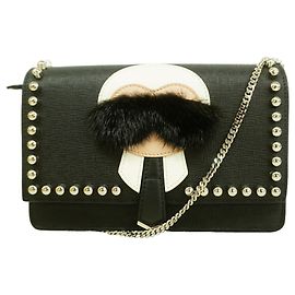 Borsa a tracolla Fendi in pelle nera Nero