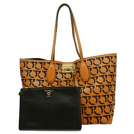Salvatore Ferragamo Brown Leather Tote Bag Brown