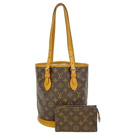 Louis Vuitton Monogram Bucket PM Tote Bag Brown