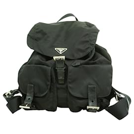 Prada Black Nylon Backpack with Silver Hardware Black