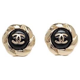 Orecchini Chanel Vintage Coco Mark Nero D'oro