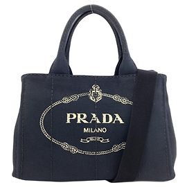Prada Canapa Mini 2-Way Handbag Black