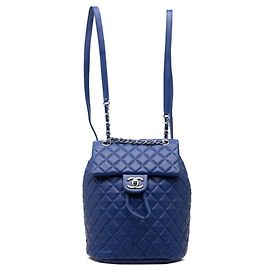 Chanel Matelassé Coco Mark Backpack Blue
