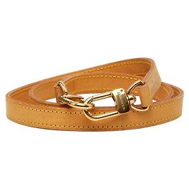 Alça de ombro em couro bege e dourado Louis Vuitton Dourado