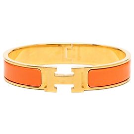 Hermès Pulseira Hermes Click H GM em esmalte Dourado