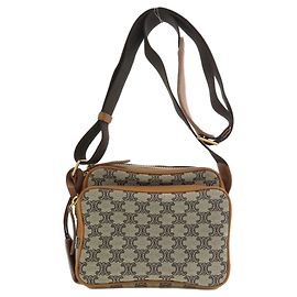Céline Celine Macadam Pattern Canvas Shoulder Bag Brown