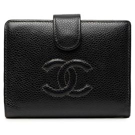 Chanel Black Caviar Leather Bi-fold Wallet Black