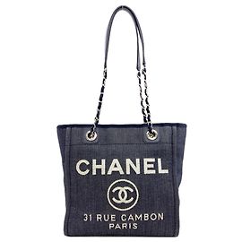 Borsa Tote Chanel A66939 Deauville PM Blu navy