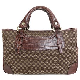 Céline Celine Boogie Bag - Bolsa de lona e couro Marrom