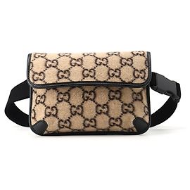 Bolsa de corpo Gucci GG em lã e couro Preto Bege