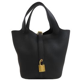 Hermès Borsa Hermes Picotin Lock PM in pelle Taurillon Clemence nera Nero
