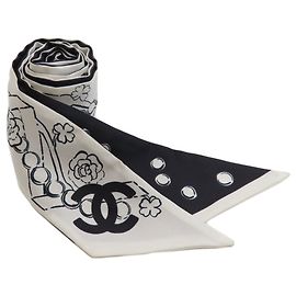Sciarpa Bandeau Slim Chanel Coco Mark Nero Bianco