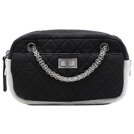 Bolsa Camera Case Chanel Reissue 2.55 em nylon acolchoado bicolor preto Preto