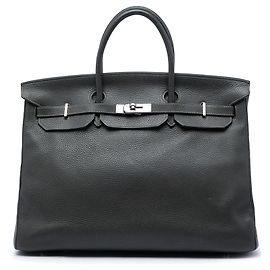 Hermès Gray Clemence Birkin Retourne 40 Marrom Cinza antracite