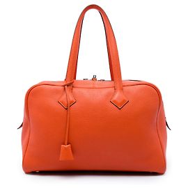 Hermès Orange Clemence Victoria II 35 Laranja
