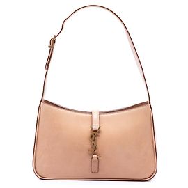 Saint Laurent Le 5 a 7 em couro de bezerro liso castanho Marrom Carne