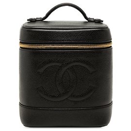 Chanel Black CC Caviar Vanity Case Preto