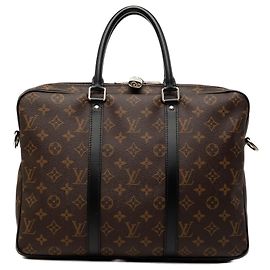 Louis Vuitton Brown Monogram Macassar Porte Documents Jour Marrom