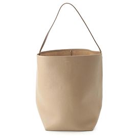 The Row Tote N S Park Large em couro de bezerro granulado Marrom Marrom Bege