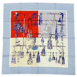 Hermès Blue Passementerie Quadri Seidentuch 90 Blau Andere