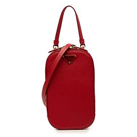 Prada Red Saffiano Zip Phone Holder Red