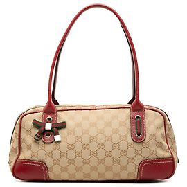 Bolsa de Ombro Gucci Princy em Lona GG Bege Bege