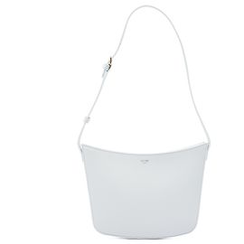 Céline Borsa a spalla Croque Celine Medium in pelle di vitello lucida bianca Bianco Bianco sporco