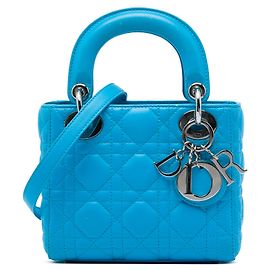 Dior Blue Mini Lambskin Cannage Lady Dior Blau