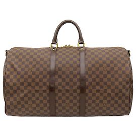 Louis Vuitton Brown Damier Ebene Keepall Bandouliere 55 Marrom