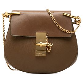 Chloé Drew Crossbody Mini em pele de vitela lisa e granulada Castanho Marrom