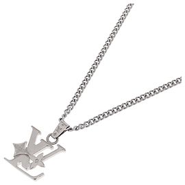 Colar com Pendente Louis Vuitton Monogram Row Prata