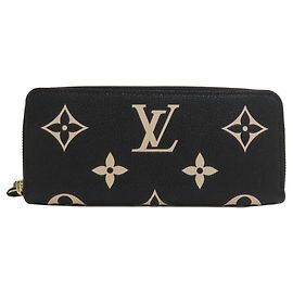 Louis Vuitton Portefeuille Clemence Long Wallet Black Beige
